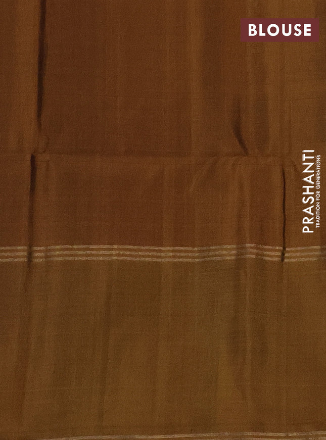 Pure soft silk saree maroon and dark mustard with allover zari weaves and rettapet zari woven border