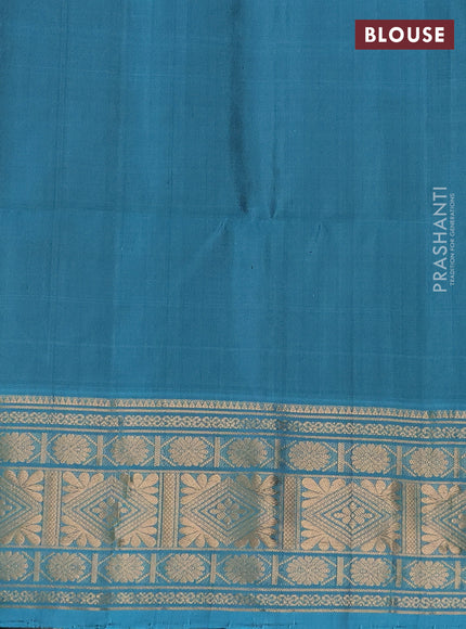 Pure soft silk saree violet and teal blue with zari woven buttas and zari woven border