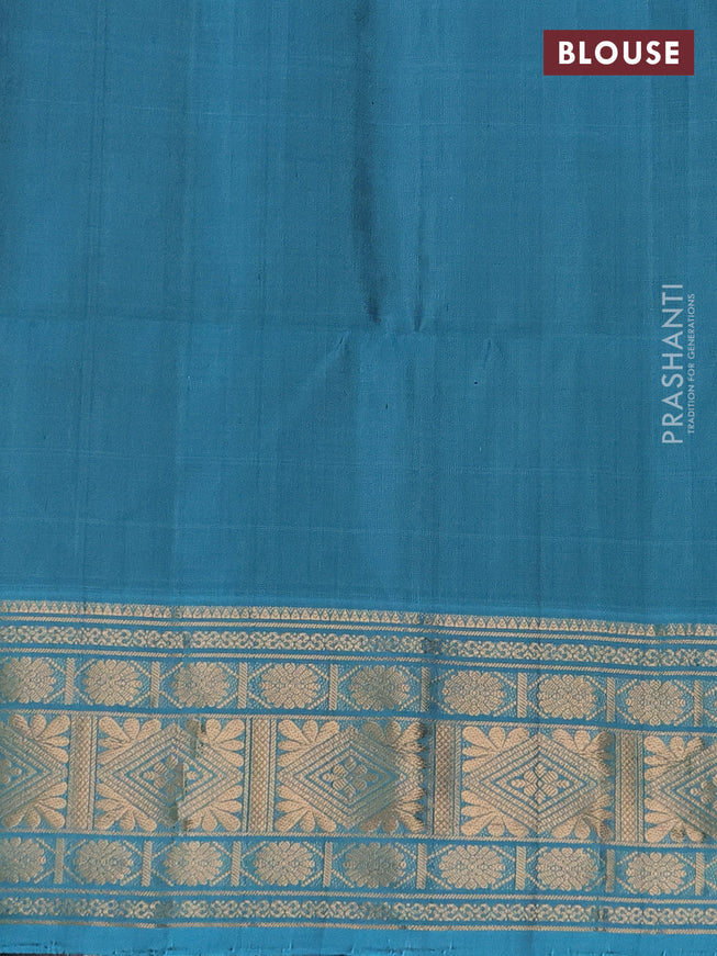 Pure soft silk saree violet and teal blue with zari woven buttas and zari woven border