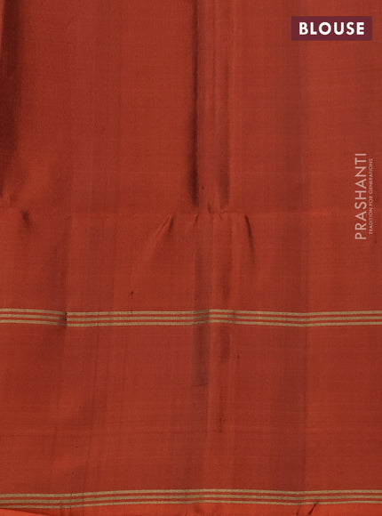 Pure soft silk saree purple and rustic orange with zari woven buttas and long rettapet zari woven border