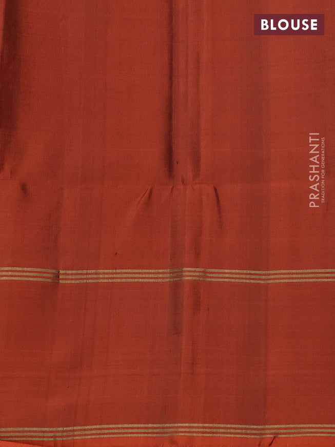 Pure soft silk saree purple and rustic orange with zari woven buttas and long rettapet zari woven border