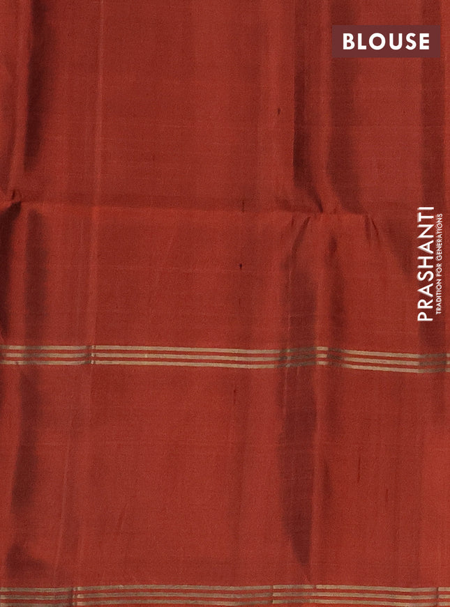 Pure soft silk saree purple and rustic orange with zari woven buttas and rettapet zari woven border