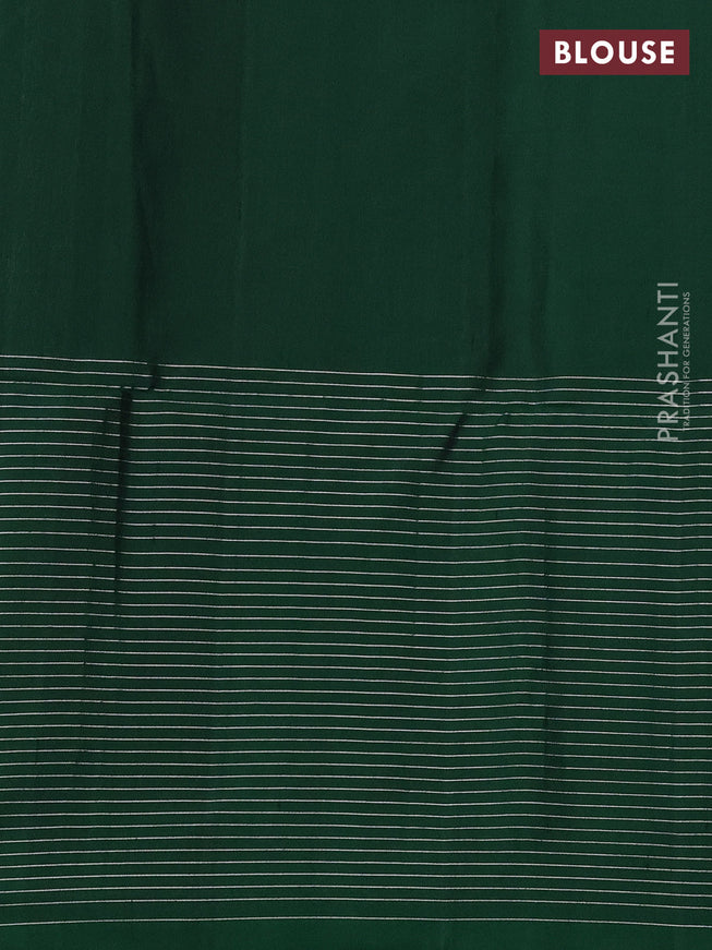 Pure soft silk saree green with silver zari woven buttas and long silver zari woven checked border