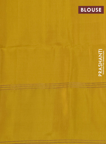 Pure soft silk saree beige and yellow with zari woven floral buttas and rettapet zari woven border