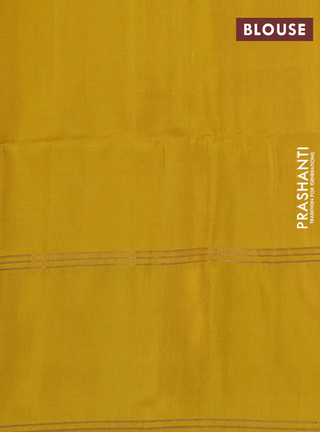 Pure soft silk saree beige and yellow with zari woven floral buttas and rettapet zari woven border
