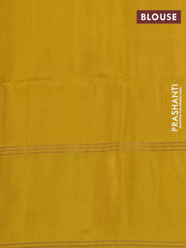 Pure soft silk saree beige and yellow with zari woven floral buttas and rettapet zari woven border