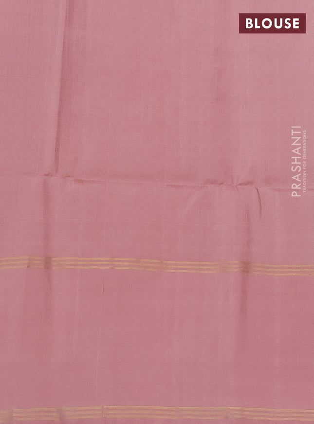Pure soft silk saree yellow and pastel peach with zari woven floral buttas and rettapet zari woven border