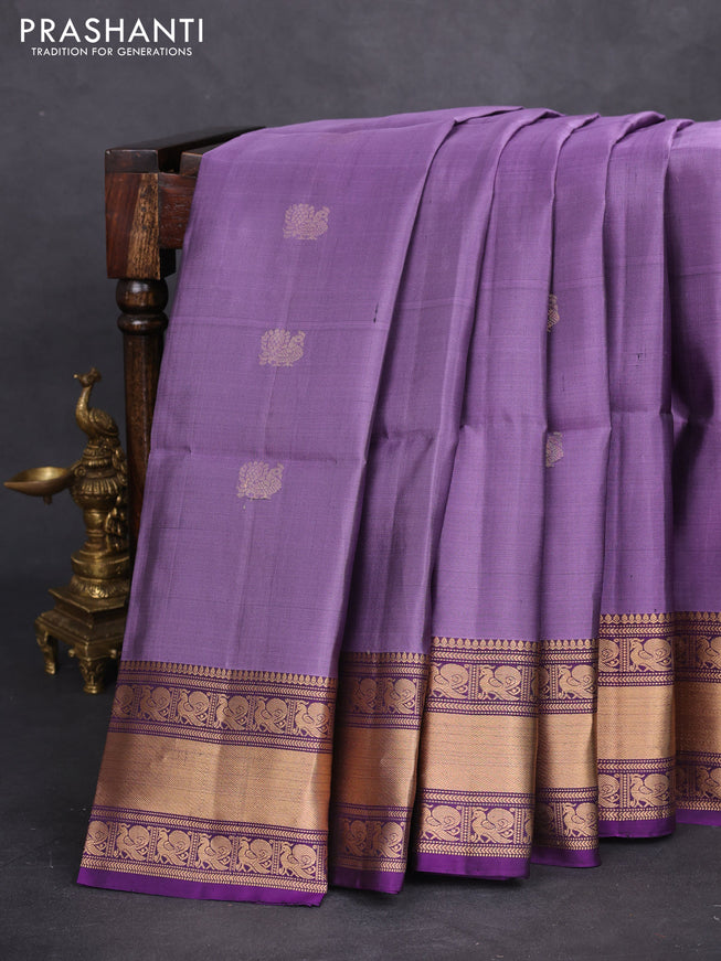 Pure soft silk saree purple shade and purple with zari woven annam buttas and zari woven border
