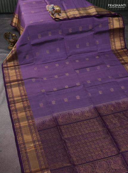 Pure soft silk saree purple shade and purple with zari woven annam buttas and zari woven border