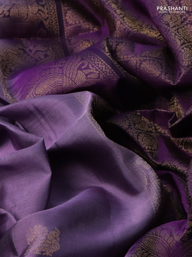 Pure soft silk saree purple shade and purple with zari woven annam buttas and zari woven border