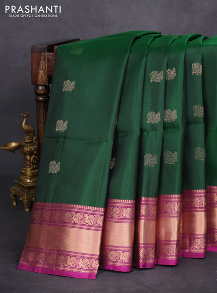 Pure soft silk saree green and purple with zari woven annam buttas and zari woven border