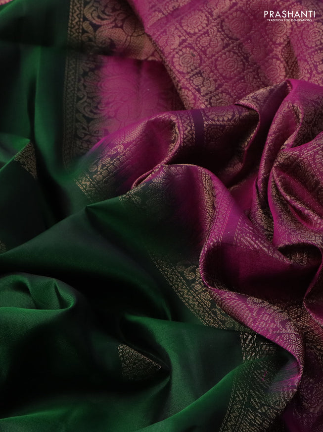 Pure soft silk saree green and purple with zari woven annam buttas and zari woven border