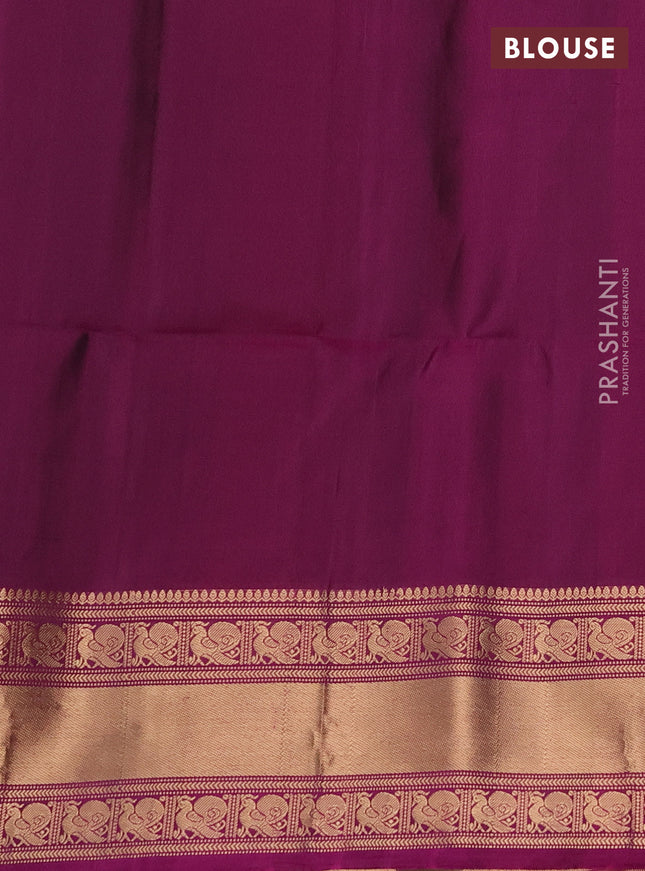 Pure soft silk saree green and purple with zari woven annam buttas and zari woven border
