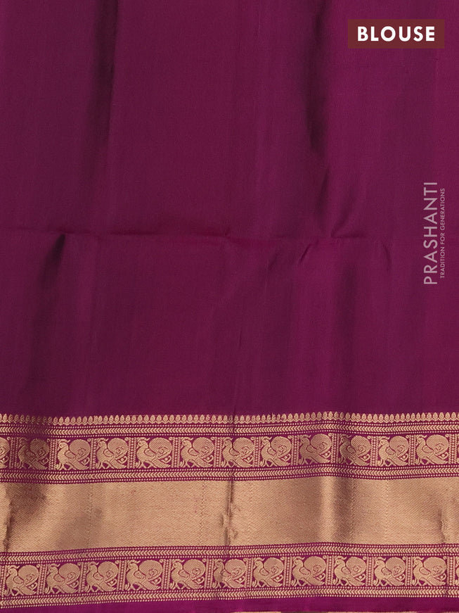 Pure soft silk saree green and purple with zari woven annam buttas and zari woven border