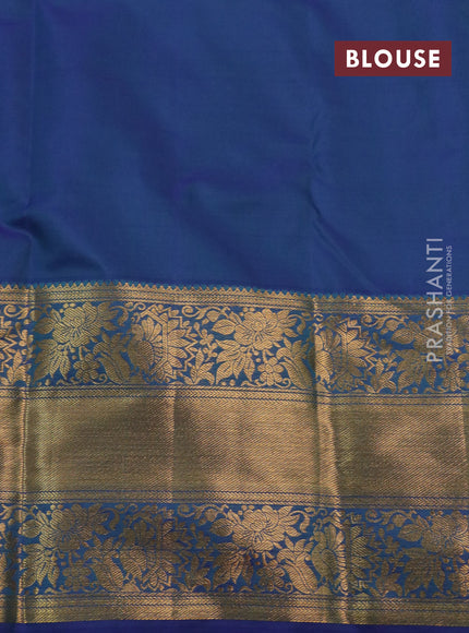 Kanchipuram silk saree dual shade of blue with allover zari woven brocade weaves and long rich zari woven border