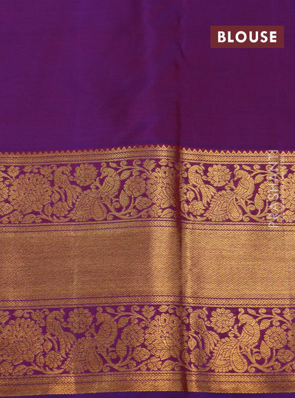 Kanchipuram silk saree dual shade of purple with allover zari woven brocade weaves and long rich zari woven border