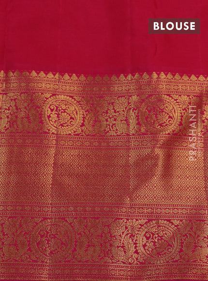 Kanchipuram silk saree pastel brown and pink with allover silver zari woven brocade weaves and long rich zari woven border
