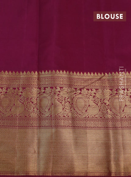 Kanchipuram silk saree dark magenta pink with allover zari woven brocade weaves and long rich zari woven border