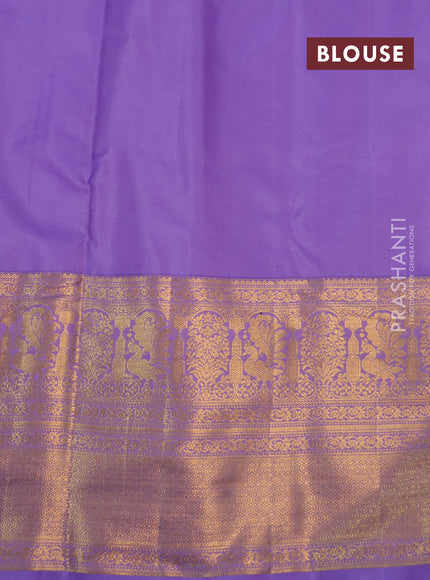 Kanchipuram silk saree lavender with allover zari woven brocade weaves and long rich zari woven border