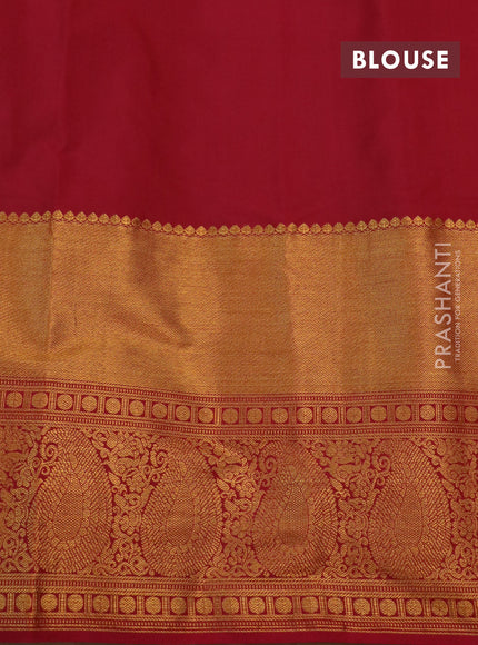 Kanchipuram silk saree maroon with allover zari woven brocade weaves and long rich zari woven border