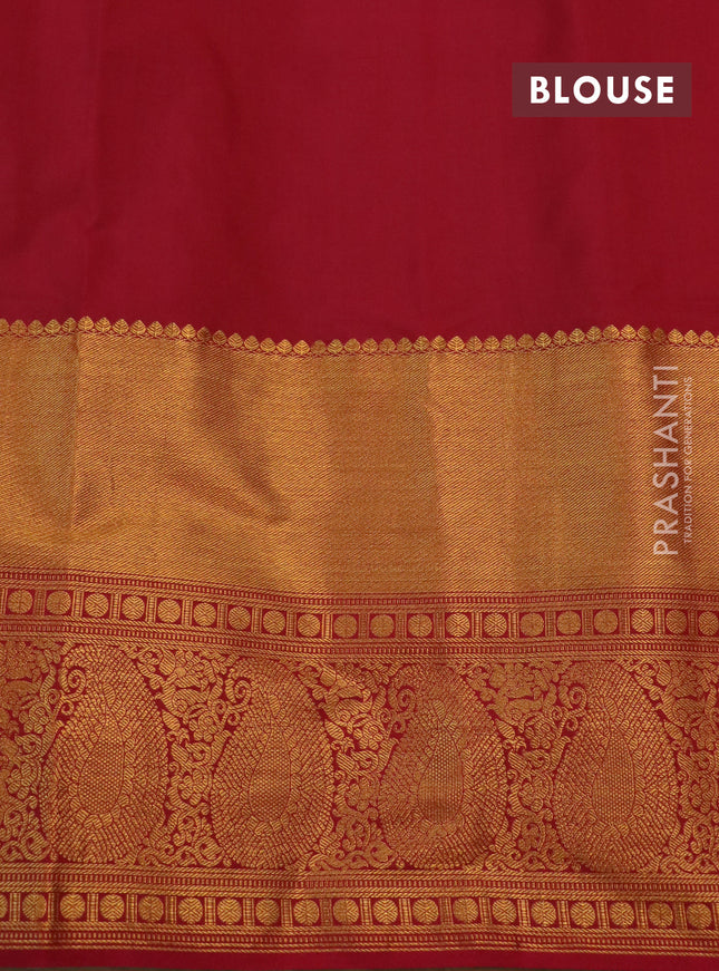 Kanchipuram silk saree maroon with allover zari woven brocade weaves and long rich zari woven border