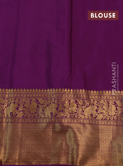 Kanchipuram silk saree purple with allover zari woven brocade weaves and long rich zari woven border
