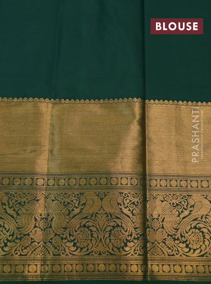 Kanchipuram silk saree green with allover zari woven brocade weaves and long rich zari woven border