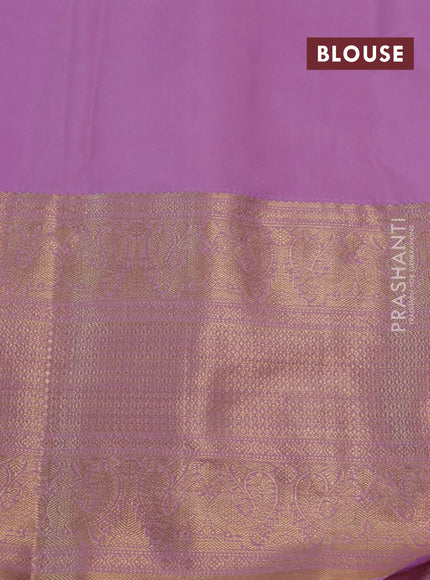 Kanchipuram tissue silk saree teal blue and lavender with allover silver zari woven brocade weaves and long rich zari woven border