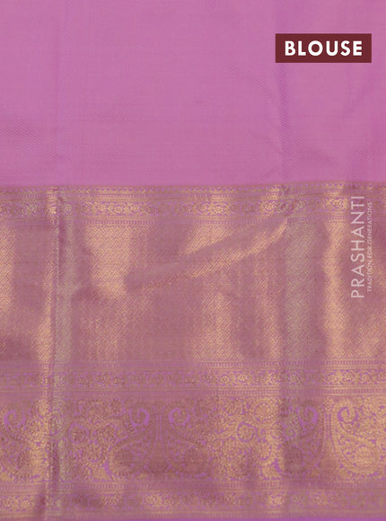 Kanchipuram tissue silk saree dual shade of pink and lavender with allover zari woven floral brocade weaves and long rich zari woven border