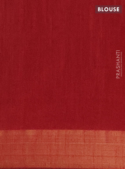 Semi dupion saree mehendi green and maroon with allover self emboss and zari woven border