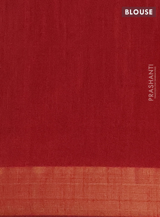 Semi dupion saree mehendi green and maroon with allover self emboss and zari woven border