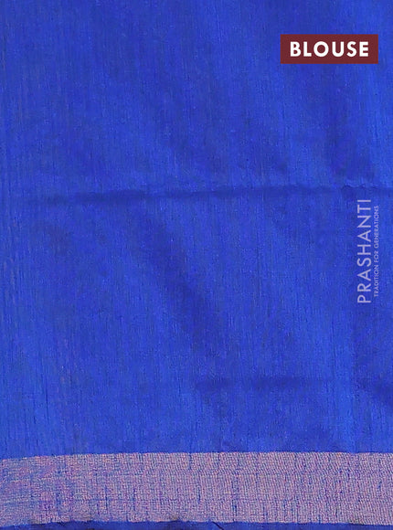 Semi dupion saree cs blue with allover self emboss and zari woven border