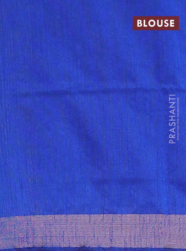Semi dupion saree cs blue with allover self emboss and zari woven border