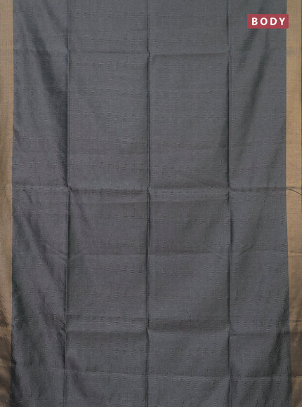 Semi dupion saree grey and light pink with allover self emboss and zari woven border