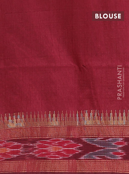 Semi dupion saree mustard yellow and maroon with allover zari weaves and temple design zari woven ikat border