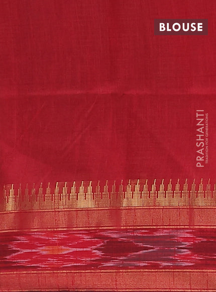 Semi dupion saree mehendi green and maroon with allover zari weaves and temple design zari woven ikat border