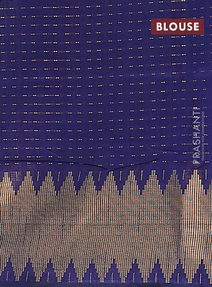 Semi dupion saree teal blue and navy blue with allover zari woven butta weaves and temple zari woven border