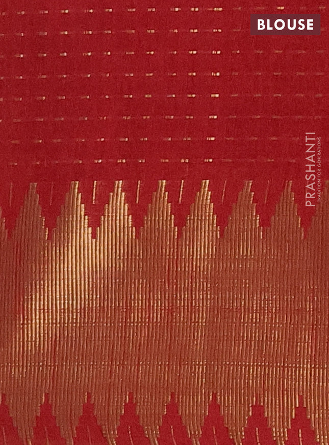 Semi dupion saree green and maroon with allover zari woven butta weaves and temple zari woven border