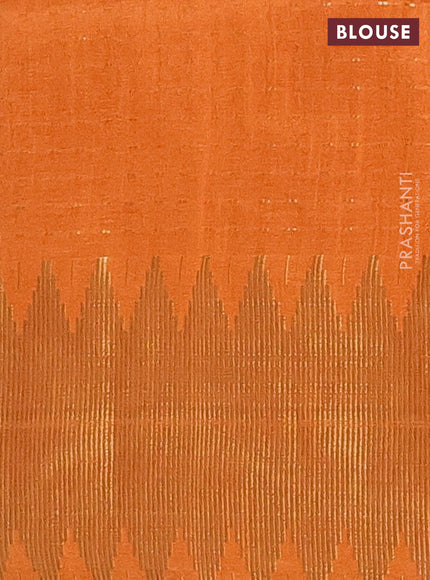 Semi dupion saree purple and orange with allover zari woven butta weaves and temple zari woven border