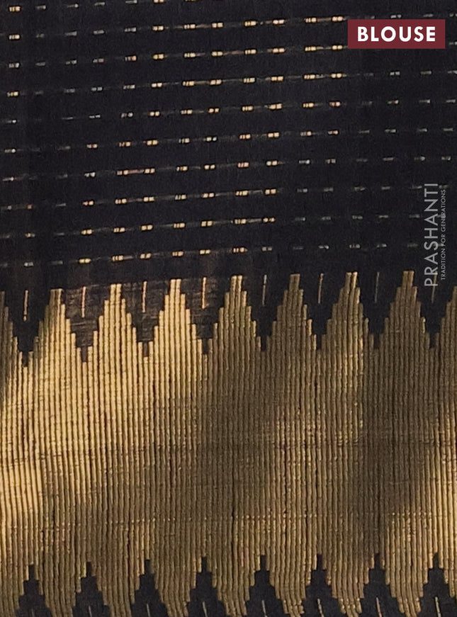 Semi dupion saree maroon and black with allover zari woven butta weaves and temple zari woven border