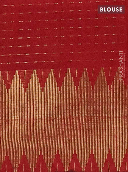 Semi dupion saree beige and maroon with allover zari woven butta weaves and temple zari woven border