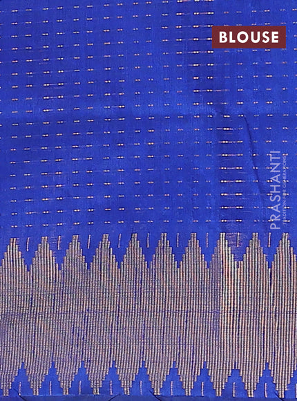 Semi dupion saree cs blue and blue with allover zari woven butta weaves and temple zari woven border