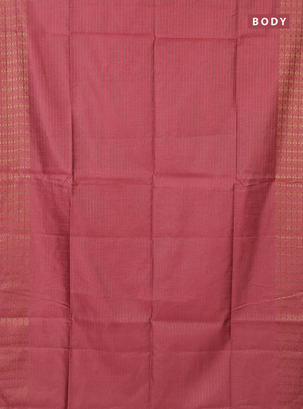 Semi dupion saree peach shade and blue with allover zari stripe weaves and zari woven border