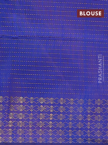 Semi dupion saree peach shade and blue with allover zari stripe weaves and zari woven border