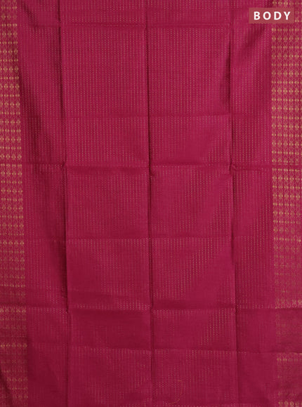 Semi dupion saree pink and yellow with allover zari stripe weaves and zari woven border