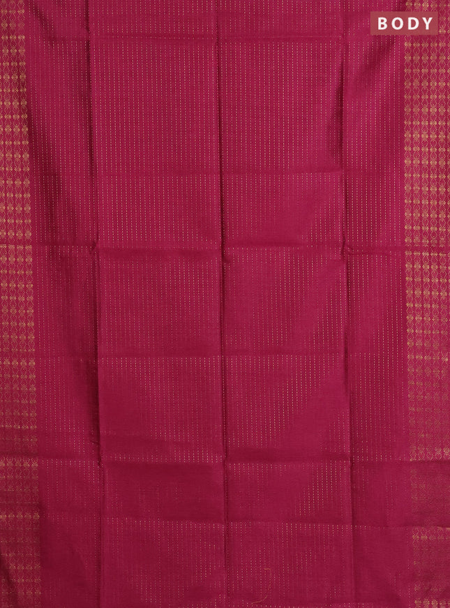 Semi dupion saree pink and yellow with allover zari stripe weaves and zari woven border