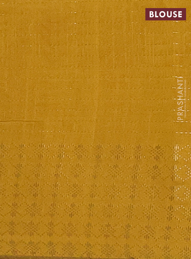 Semi dupion saree pink and yellow with allover zari stripe weaves and zari woven border