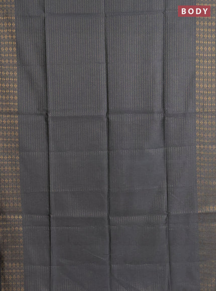 Semi dupion saree grey and pink with allover zari stripe weaves and zari woven border