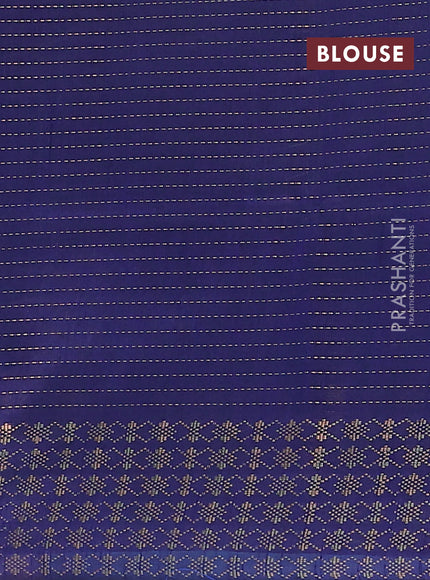 Semi dupion saree teal blue and blue with allover zari stripe weaves and zari woven border