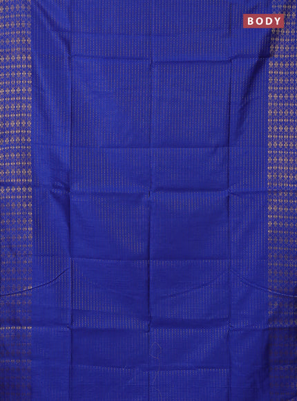 Semi dupion saree blue and pink with allover zari stripe weaves and zari woven border